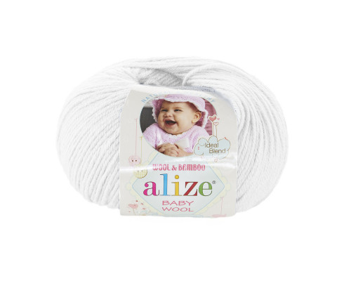 Пряжа ALIZE Baby wool- цвет 55 белый